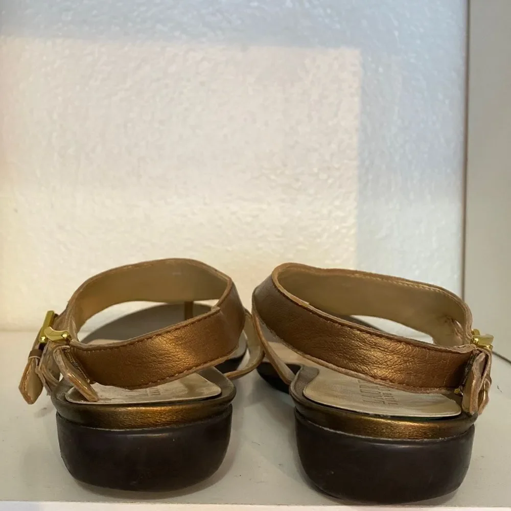 Lauren Ralph Lauren Thong Flat Buckle Gold Sandals